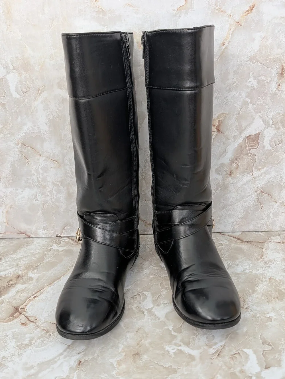 Michael Kors Black Tall Boots with Gold Hardware Woman's Sz 5